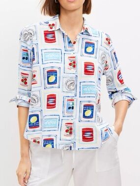 Loft Can Print Linen Button Down Small